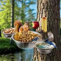 3-Hoop Squirrel/Bird Feeder, 2025 Cute Metal Bowl Outside Tree Mounted,1 x 8.5in Drainage Bowl+2 Corn Cob Spikes for Dry Food,2 x 5in Solid Bowls for Wet Food/Water, Perfect Squirrel Feeders for Yard - size: 3-Hoop - 19.5" Length