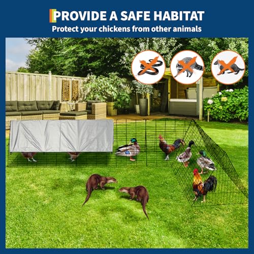 Chicken Runs for Yard with Cover, Chicken Tunnels for Yard, Portable Chicken Coop with Corner Frames, Small Metal Chicken Cage for Ducks, Rabbits
