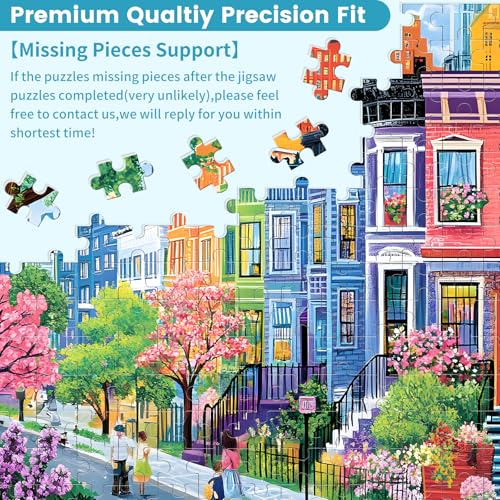 500 Pieces Puzzles for Adults, Spring Puzzle for Adults Elderly, Colorful Street Jigsaw Puzzle, Recycled Paper Puzzle 500 Pieces, Family Activity Game Nights Gifts 20.5x15 in | Recycled Paper Puzzle 500 Pieces, Family Activity, Game Nights Gifts, 20.5x15