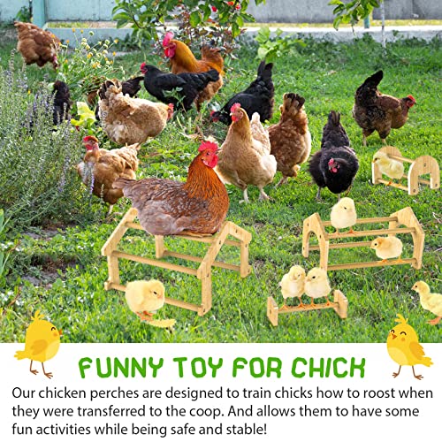 Bamboo Chicken Perch Set, 4 Pack | strong roosting bar for coop and brooder, training perch for large birds, hens, parrots, macaw, easy assemble&clean,fun toys