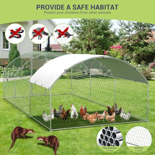 Large Chicken Coop Metal Chicken Run for 30 Chickens, Chickens Poultry Cage with Water Poof & UV Resistance Cover,Lockable Doors for Outdoor Backyard,9.8'Wx19.7'Lx6.6'H - size: 9.8'W x 19.7'L x 6.6'H (3-Unit Coop)