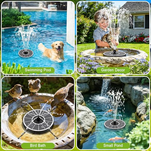 Solar Fountain with 3 Spray Height, Works in Shade, 3.5W Glass Solar Bird Bath Fountains with 2000mAh Battery and 4 Rotating Rods, 7 Nozzles, Outdoor Water Fountain Pump for Garden, Pool, Pond - color: White