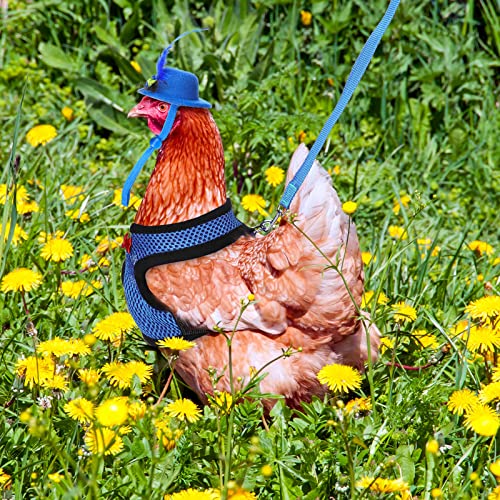 Zhanmai 9 Pcs Chicken Harness and Leash for Hens Funny Chicken Accessories with Leash and Hats for Hens Duck Goose Parrot Small Pet Harness Adjustable Training Walking Supplies(S) - size: S