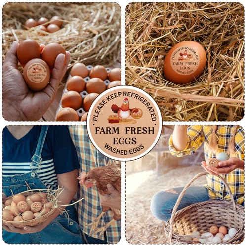 500pcs Farm Fresh Eggs Stickers, 2in Round Washed Egg Labels Self-Adhesive Carton Packaging Stickers Chicken Quail Farm Farmers Markets Supplies