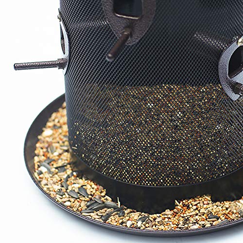 Nature's Rhythm Metal Hopper Bird Feeder Two Chambers，Heavy Duty Mesh Metal Dual Seed Compartments Outdoor Hanging Wild Bird Feeder with 10 Feeding Ports,10lbs Seed Capacity