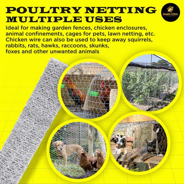 Chicken Wire 18 in x 25 FT x 2” Mesh x 20GA | Poultry Wire Netting | Hot Dipped Galvanised | Hexagonal Galvanized Mesh for Chicken Coop, Rabbit Cage, Fence Barrier PM18x25x2 - style: 18 in x 25 FT x 2 in