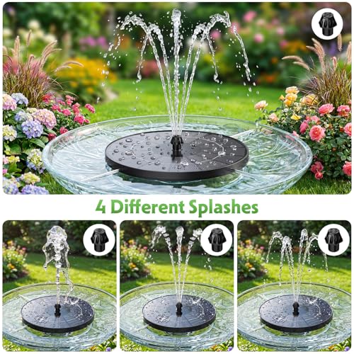 AISITIN 3.8W Solar Fountain for Bird Bath, 2026 Newly Solar Fountain Pump | Multiple Nozzles, 4 Anti-Drift Fixed Pipes, Attract Birds, Solar Bird Bath Fountain for Garden, Fish Tank, Small Pond, Yard