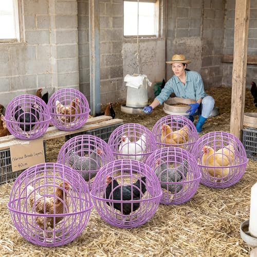 Leinuosen 4 Pack Chicken Ball Cage Movable Mesh Rabbit Coops Plastic Detachable Rolling Safety Hutch Prevents Dog Bites Horse Trampling for Bird Duck Outdoor(Purple) - color: Purple