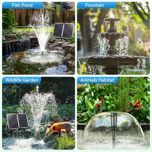55W Solar Fountain Pump for Outdoor Pond, 480GPH Solar Pond Pump with Dry-Run Protection, Solar Powered Water Pump with PVC Tubing, 17Ft Cord for Ponds, Garden, Waterfall, Hydroponics - size: 55W