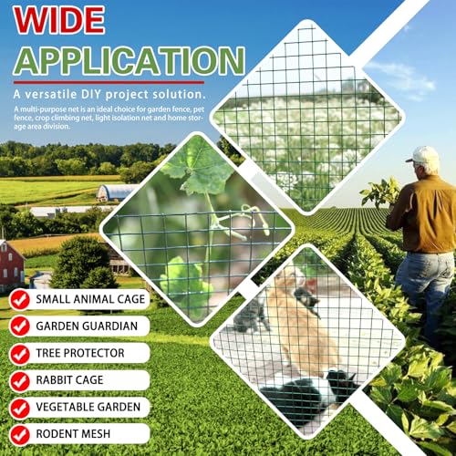 Hardware Cloth 1/2inx24x100ft,Chicken Wire Fencing,Welded Wire Mesh, Vinyl PVC Coated Mesh,Coop Garden Plant for Rabbit,Snake,Rodent,Foxes,Raccoons Poultry Netting Cage Farm Protection - color: Green, size: 1/2in 24in×100ft