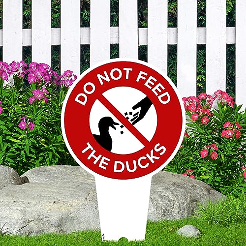 Do Not Feed the Ducks Sign, 9"x17", Heavy Duty Integrated Ground Stakes, Indoor/Outdoor Use, Rust Free Aluminum Composite, Made in USA by My Sign center - color: Ducks, size: 9"x17"
