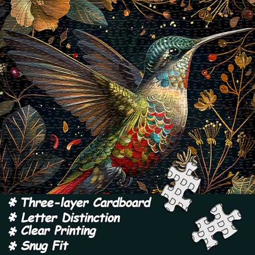 Vintage Hummingbird Puzzles for Adults 1000 Pieces, Colorful Flower Hummingbird Jigsaw Puzzles with Animals, Beautiful Bird Floral Impossible Nature Art Themed Puzzle, Hard Challenging for Adults - style: Vivid Hummingbird