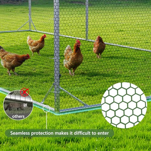 Sannwsg Large Metal Chicken Coop with Run, Walk in Chicken Pen with Waterproof Cover, Secure Lock, Heavy Duty Poultry Cage with Feeding Door for Outdoor Farm Use