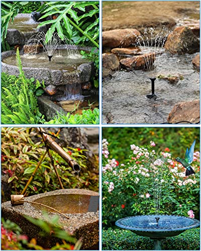Biling Solar Fountain Water Pump Outdoor with Tubing for Pond BirdBath | Solar Bird Bath Fountain with Dry-Run Protection, 5 Nozzles for Garden, Backyard, Fish Tank,Water Features - size: 1.5W