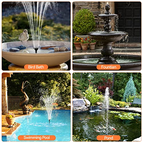 30W Solar Fountain Pump with 430GPH Flow, 7 Water Spray Heads & 16.4ft Cable, Solar Pond Pump with Adjustable Flow Valve & Dry Run Protection for Garden, Birdbath, Water Feature P130C - size: 30W