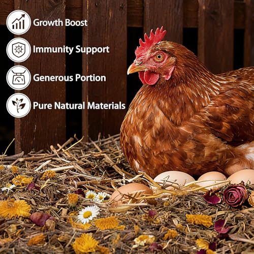 53oz Luxury Chicken Nesting Herbs, 7 Natural Floral & Herbal Blend Nesting Herbs for Chicken Coop Living Bedding, Pads, Boxes and Hen Coop Accessories, Calm Hens, Better Egg Quality - size: 52oz