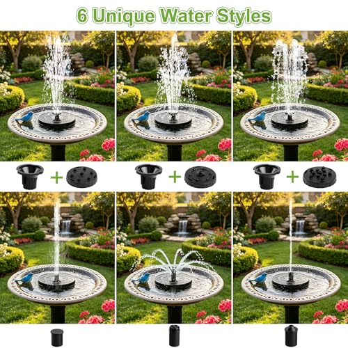 3.5W Solar Fountain for Bird Bath, Solar Water Fountain Outdoor with 6 Nozzles & 4 Fixed Rods, Solar Fountain Pump Water Pump for Garden, Pond, Fish Tank, Pool - color: 3.5w Solar Fountain Pump