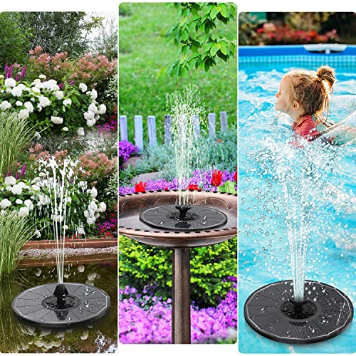 Yzert Solar Fountain with 2000 mAh Battery Backup Works in Cloudy, Glass Solar Powered Bird Bath Fountains with 7 Nozzles, 3.5 W Solar Fountain Pump for Birdbath,Garden, Outdoor, Pond