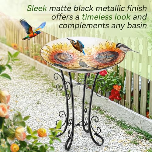 Outdoor Metal Bird Bath Stand, Sturdy Birdbath Bowl Stand, 16.6 Inch, Fade and Weather Resistant, Outdoor Decoration for Glass BirdBaths, Garden Yards Lawn (Ornate) - style: Ornate