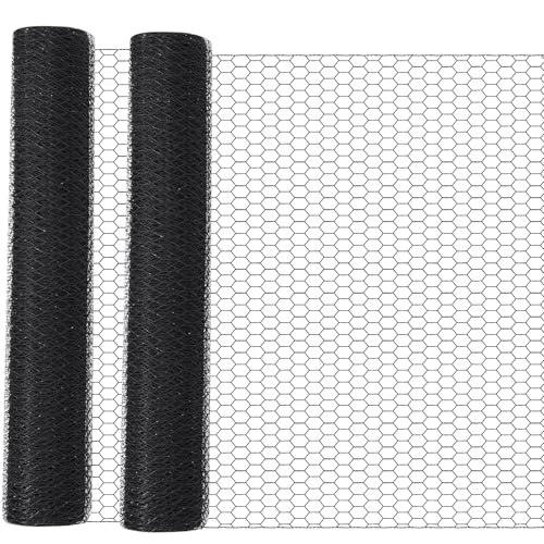 GlikCeil 24 in x 200 ft Chicken Wire Fencing Metal Floral Chicken Wire Mesh for Crafts Poultry Garden, 1 Inch Hexagonal Galvanized Hardware Cloth Netting for Poultry Coop Barrier Rabbit Cage(Black) - color: Black, size: 24 in X 200 ft
