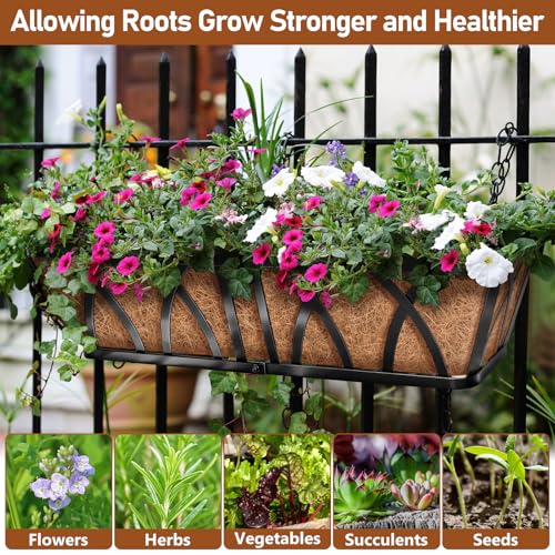 Riare 2 Pack 48 Inch Rectangle Coco Liners for Planters, Window Box Liners | 100% Natural Coconut Liners Replacement, Breathable Pre-Formed Planter Box Liner for Wall, Deck, Patio, Railing Planters - size: 48inch