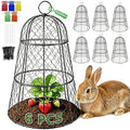 6 PCS 17.7"H X11.42"D Chicken Wire Plant Covers Protectors, Rustproof Heavy Duty Metal Plant Cage with Stakes & Labels, Modular Garden Cloches Design for Seedling Flower Vegetable Protect from Animals