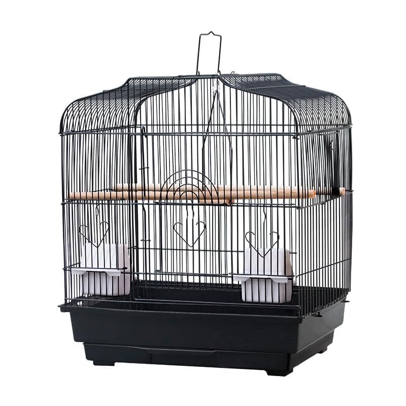GarveeHome Small Bird Cage with Wheels, Parakeet Cage, Bird Carrier for Parakeets, Canaries, Lovebirds, Small Quaker, Cockatiels, Budgie, Green Cheek (20in Blcak)