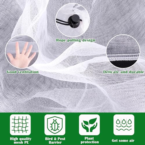 2 Pcs Fruit Tree Netting, 7 x 8 Ft Large Insect Bird Barrier Tree Net with Drawstring, Garden Bird Netting Plant Cover for Protect Plant Fruit Flower from Insect Bird - color: 2pcs- 7x8 Ft