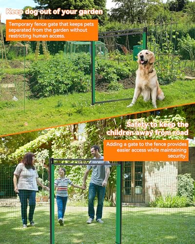Temporary Fence Gate,3' Height,Garden Fence Mesh Door, Free Open and Close Boundary for Garden Backyard Outdoor Animal Protect, Non Electric Safe for Children and Dog - size: 3' Fence Gate