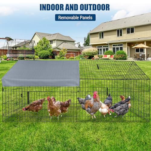Large Metal Chicken Coop – 86" x 40" x 40" Outdoor Poultry Cage with Waterproof Cover, Heavy Duty Chicken Runs for Hens, Ducks & Rabbits, All-Weather Backyard Poultry Enclosure & Pet Playpen
