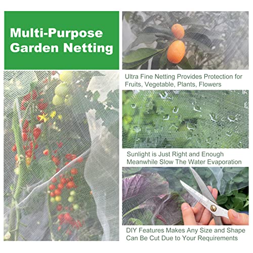Garden Netting 4x10ft for Plants - Ultra Fine Mesh Bug Insect Barrier | Fine Netting for Vegetable Garden Raised Bed, Blocks Aphids Cabbage Moth, Greenhouse Row Cover, Reusable Plant Protection - size: 4'x10'