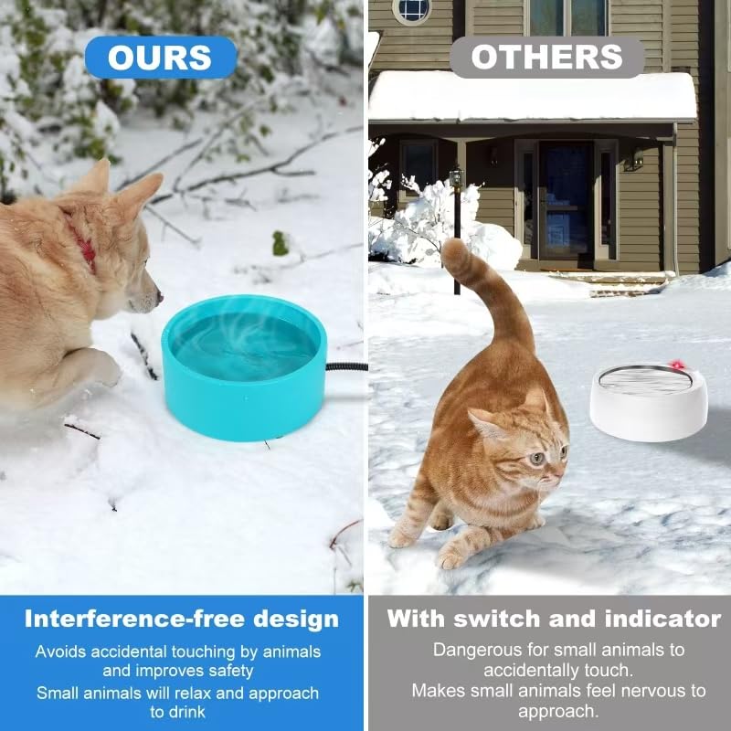 3.2L Heated Water Bowl for Outside Animals, Pet Heated Dog Bowl in Winter | Heated Dog Water Bowl Outdoor, Thermostatic Control Anti-freeze Heated Pet Water Bowl for Cats,Chicken,Duck,Goose,Rabbit - size: Round 3.2 Litres