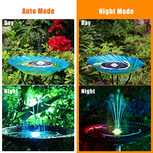 AISITIN 3.5W Solar Fountain with Lights & 1500mAh Battery Backup | Solar Powered Bird Bath Fountain with 6 Nozzles, Perfect for Ponds, Pools, Gardens, and Fish Tanks – Day and Night Use
