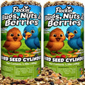 Bugs, Nuts & Berries Bird Seed Cylinders with Hole, Mealworms, 2 Pack | Protein Rich Wild Bird Food with Mealworms, Cylinder Bird Seed, Attracts a Variety of Wild Birds, No Filler, USA Made, 1.5lbs - size: 2-Small