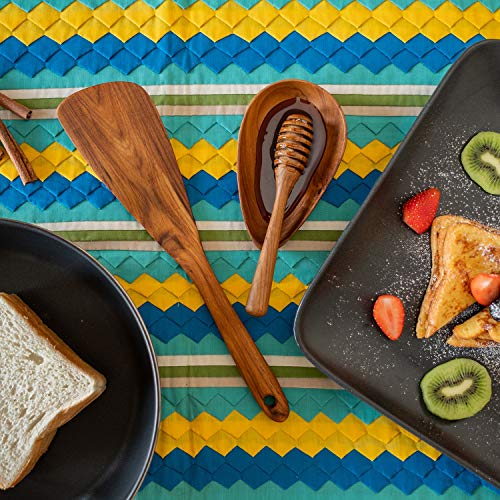 FAAY 11.5” Left-Hand Compact Wooden Spatula – Angled Teak Turner for Left-Handed Cooking, Flat Wide Blade for Stir-Fry, Flipping & Scraping, Handcrafted Thai Teak, Safe for Nonstick Cookware - size: 11.5 Inch Spatula - LEFT