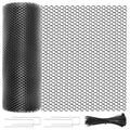 16 INx50 FT Plastic Chicken Wire Mesh Poultry Netting Garden Fence Black | Plastic Chicken Wire Fencing Roll with Ground Stakes & Nylon Ties - Pet Cat Balcony Protection & Outdoor Chicken Coop Barrier