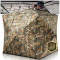 Portable Hunting Blind - 270°/360°See Through with Waterproof Floor Mat | Detachable Ground Mat, Silent Adjustable Windows, Pop Up Ground Blind for 2-4 Person, Camouflage Shelter for Turkey Deer - size: 3-4 Person（270° See Through）