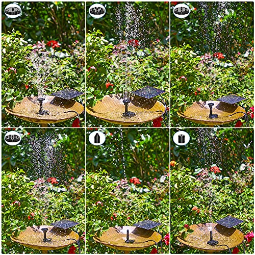 AISITIN DIY Solar Water Pump Kit for Water Feature Outdoor with 6 Nozzles | 2026 Solar Fountain Pump, Solar Powered Water Fountain for Bird Bath, Ponds, Garden, Fish Tank - size: 1.5W (1 Pack)