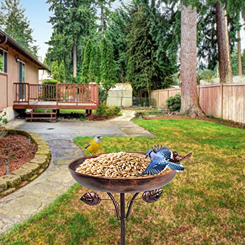 VEWOGARDEN 38" Tall Metal Bird Bath for Outside, Outdoor Bird Bath Feeder with 5-Pronged Stake for Garden, Yard, Patio Decor, Antique Bronze - color: Copper