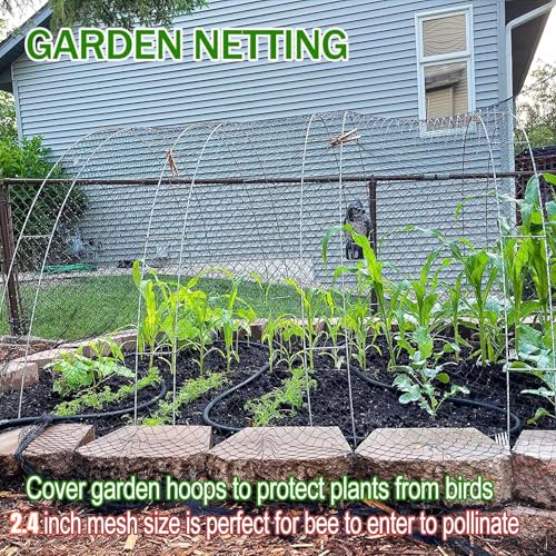 CITOOTY Bird Netting for Chicken Coop Run, 25x50 Ft Heavy Duty Poultry Netting with 2.4" Mesh, UV Resistant Black Net Garden Netting for Fruit Trees, Vegetable Plants, and Yard Protection - size: 2.4", 25' x 50'
