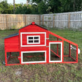 GUTINNEEN Chicken Coop Outdoor with Run Wooden Mobile Hen House with Wheels Poultry Cage with Nesting Box,Leakproof Pull-on Tray