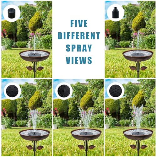 Hanging Bird Bath for Outside, 13" Metal Bird Bath Bowl with Chains + Solar Bird Bath Fountain Pump, 7.1" Hook Outdoor Hanging Birdbath for Tree