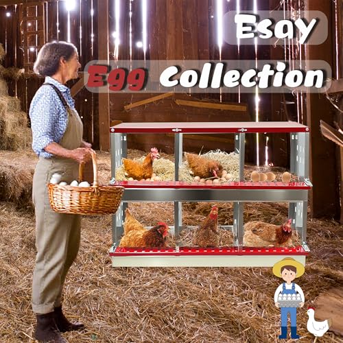 XINYI Chicken Nesting Boxes for Laying Eggs,Metal Coop for 6 Chickens,Roll Away Nesting Boxes,Easy Egg Collection,Brooder Box for Rabbit,Squirrel,Parakeet,Owl,Cockatiel,Robin - size: 23.6"L x 11.0"W x 24.8"H