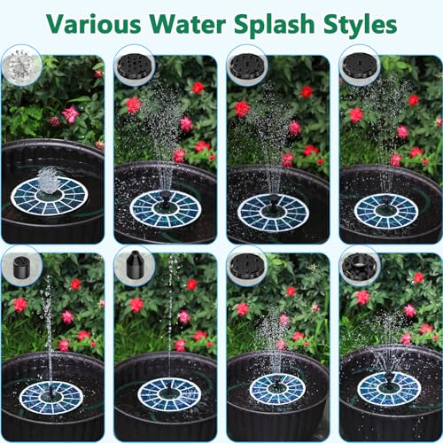AISITIN 3.5W Solar Fountain for Bird Bath with 3 Anti-Drift Fixed Bracket | Solar Glass Panel, Windmill 8 Nozzles, Attract Bird, Solar Bird Bath Fountain for Garden, Fish Tank, Courtyard, Water Feature - color: Green