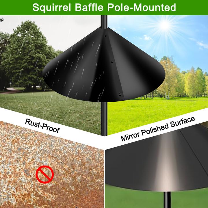 PP Squirrel Proof Baffle, Pole Mount Squirrel Guard Stopper for Outdoors Bird Feeder Pole - (Black, 16inch,1 Pack) - size: 16IN-1Set