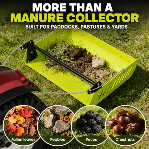 GRIND MODE Mini Horse Paddock Cleaner & Tow-Behind Trailer, Heavy Duty Manure Fork & Scoop, Efficient Yard Sweeper for Horse Manure, Drag Collector for Pasture/Yard Easy Cleanup - color: Green
