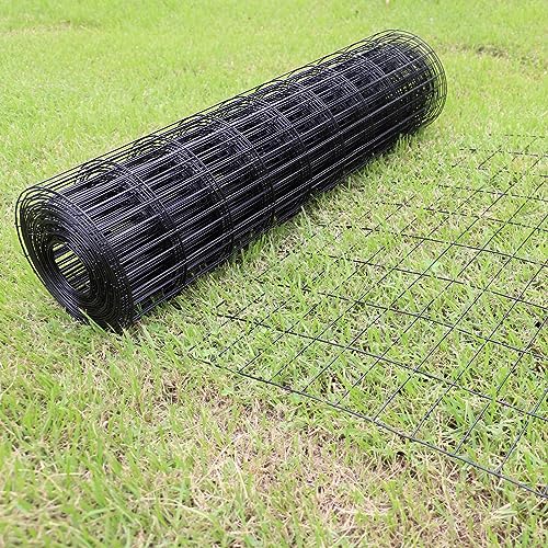 Black PVC Coated Welded Wire Fence 36" x 50' Roll, 2"x4" Mesh, 14 Gauge | Vinyl Coated Garden Fencing, Yard & Pet Barrier, Chicken Wire Fencing, Dog Enclosure Mesh, Vegetable Plant Protector - color: Black, size: 2''x4'' 14GA 36''x50'
