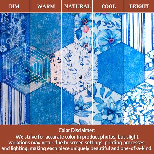 Maison d' Hermine Kitchen Towels Set of 3 Reusable 100% Cotton 27.50" x 20" | Cloth Tea Dish Towels Absorbent with Hanging Loop for Kitchen Dining Party Wedding Hotel Home Spring Summer - Summer Blues - color: 039 - Summer Blues