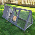 Rabbit Hutch Outdoor Chicken Coop Wooden A-Frame Small Animal Cage Quail Cage w/Chicken Run & Ventilated Wire Fence Suitable for Garden Backyard Farms 47 x 18 x 19.5 in (Grey) - color: Grey