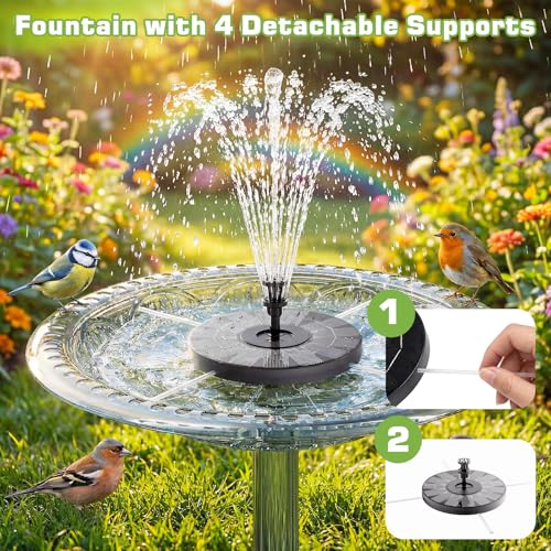 AISITIN 3.5W Solar Fountain for Bird Bath with 6 Interchangeable Nozzles | Floating Solar Water Fountain Pump, Outdoor Solar Water Pump for Garden Pond, Aquarium, Fish Tank, Pool
